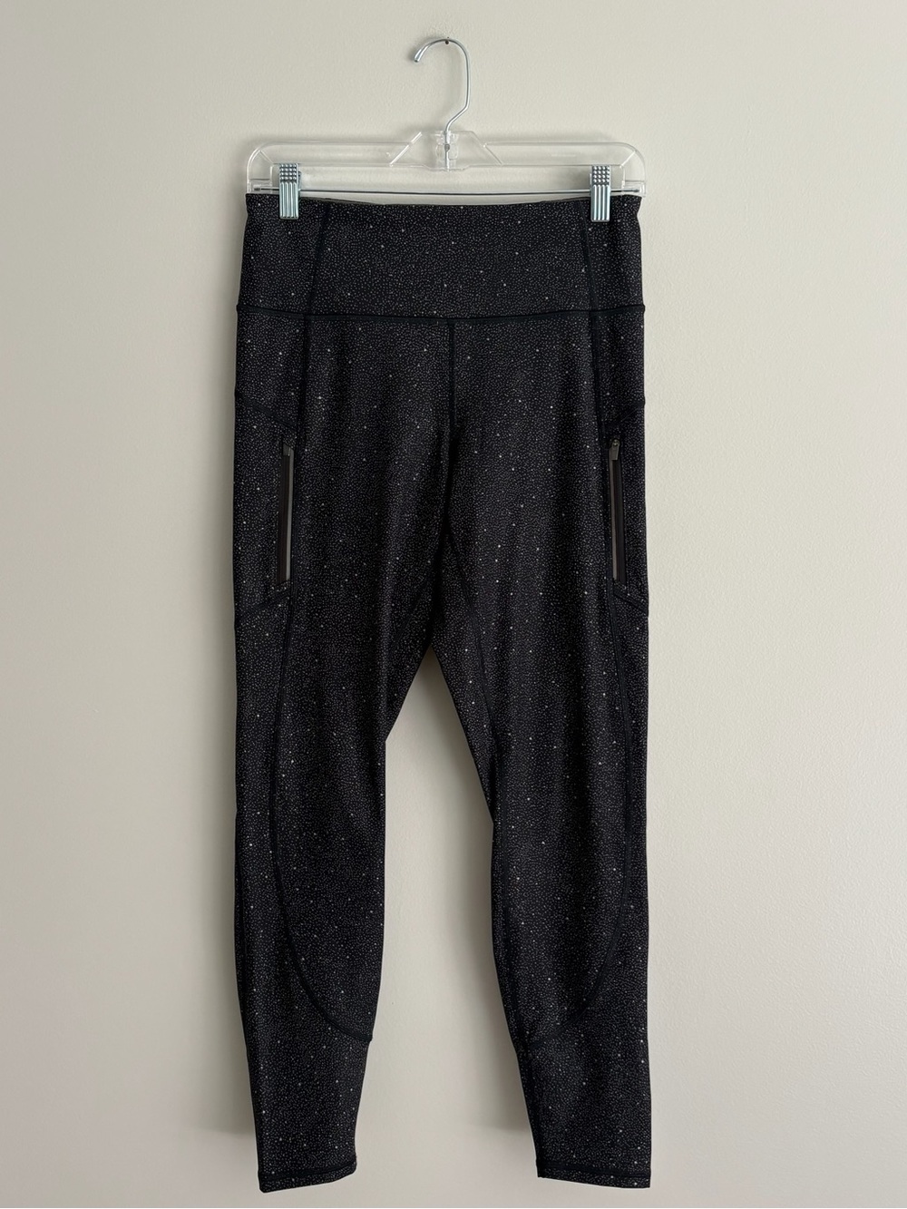 Athleta Black Speckle High-Waist Rainer Reflective Pocket Leggings Size M